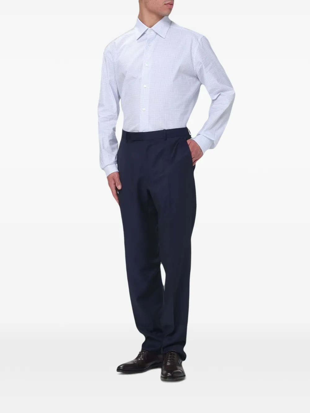 Zegna Geruit overhemd Wit