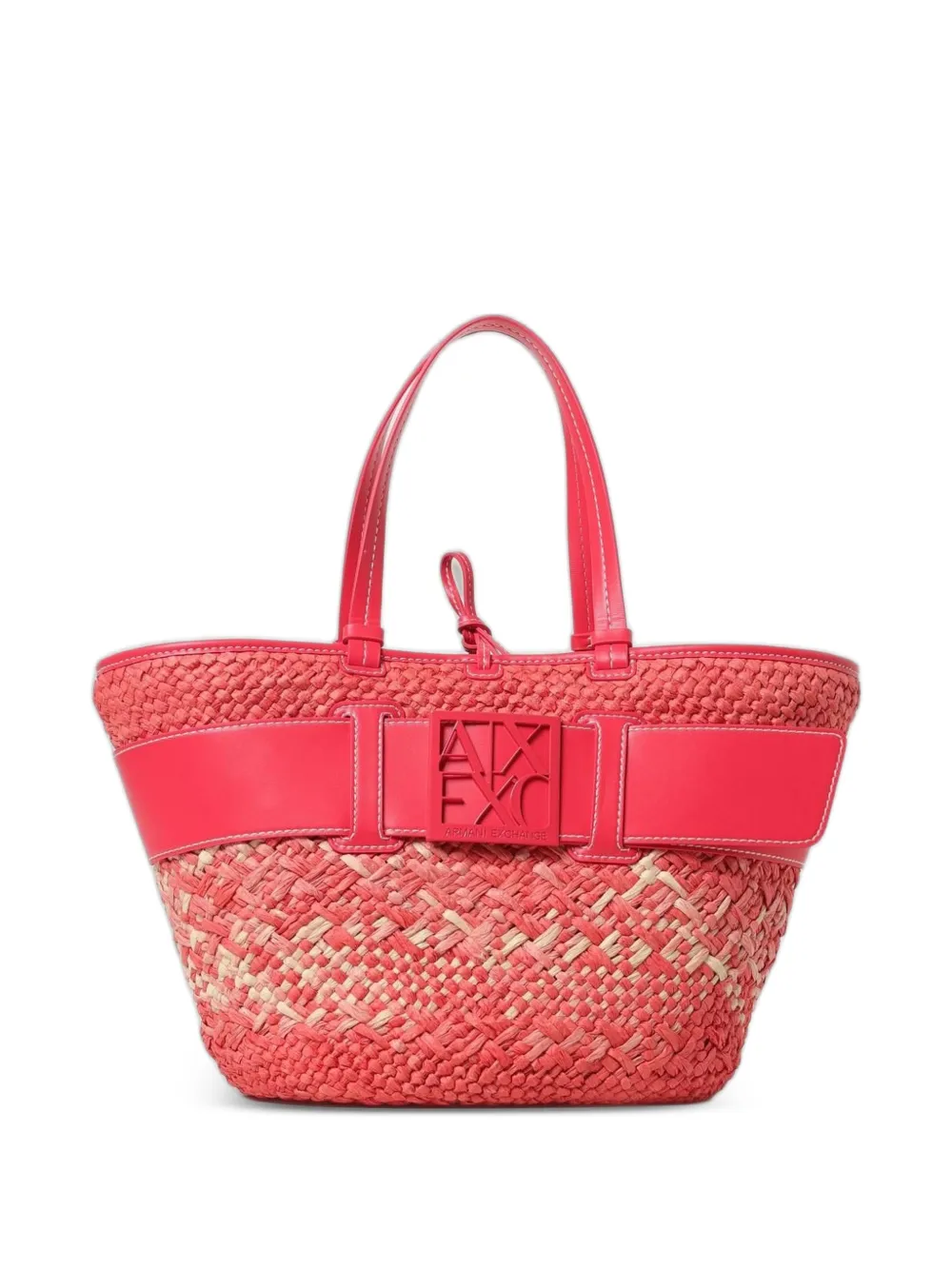 Emporio Armani logo-plaque woven tote bag - Rosa