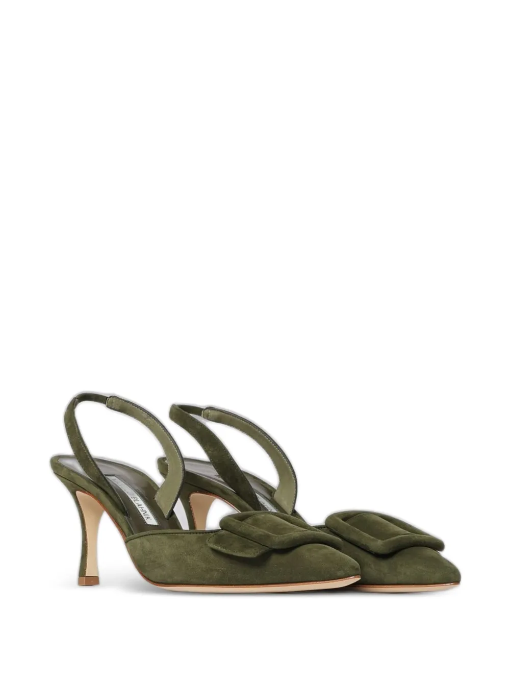Manolo Blahnik Maysli buckle-detail suede pumps Groen