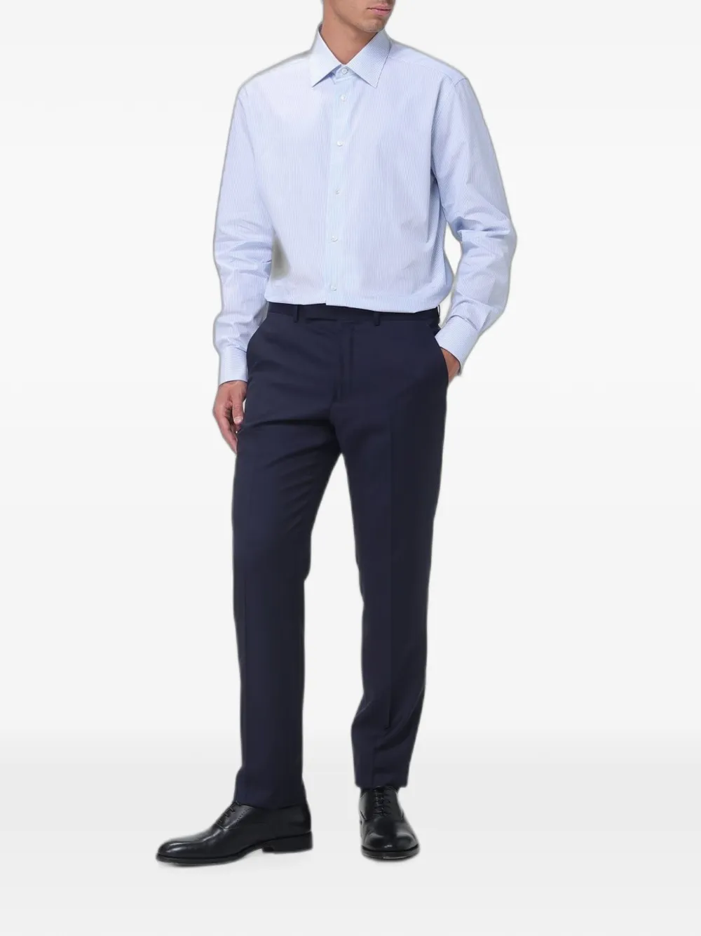 Zegna Gestreept overhemd Blauw