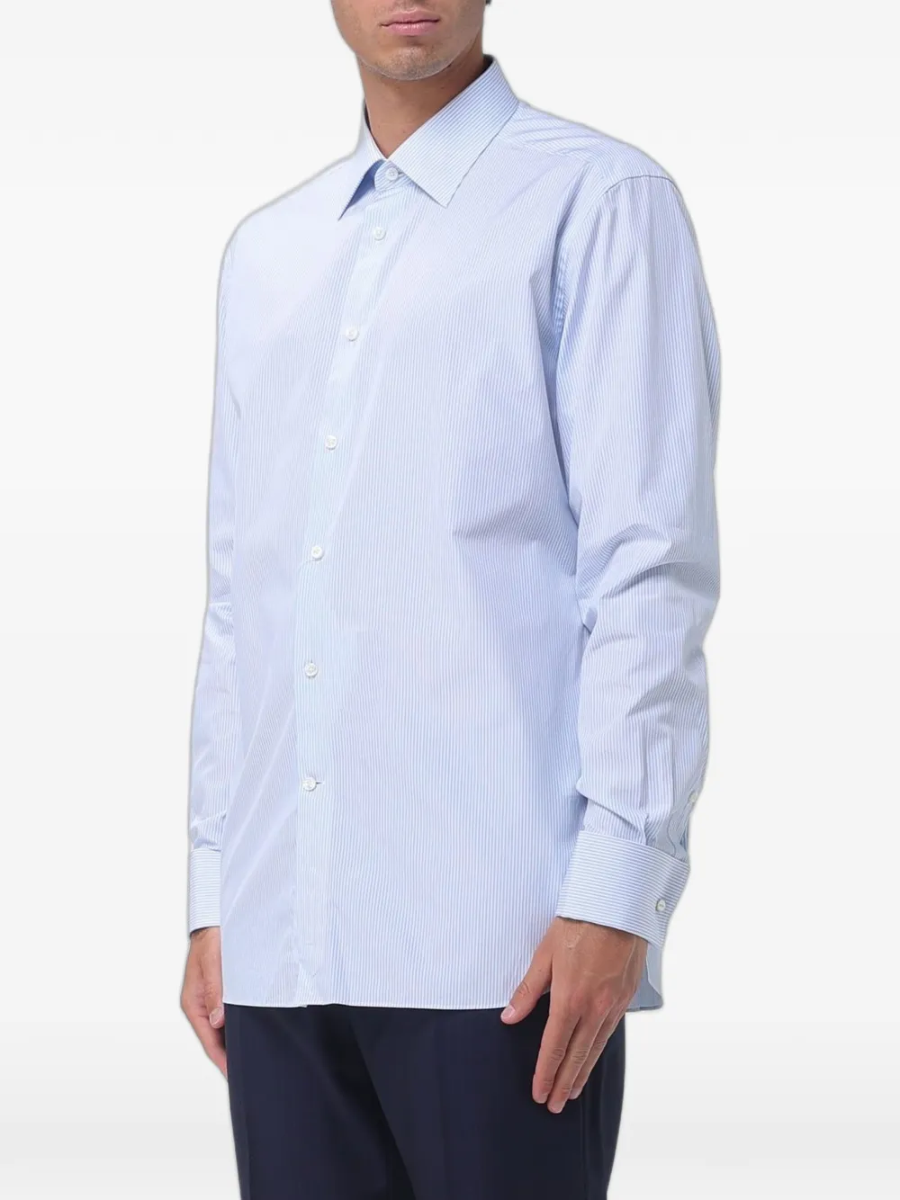 Zegna Gestreept overhemd Blauw