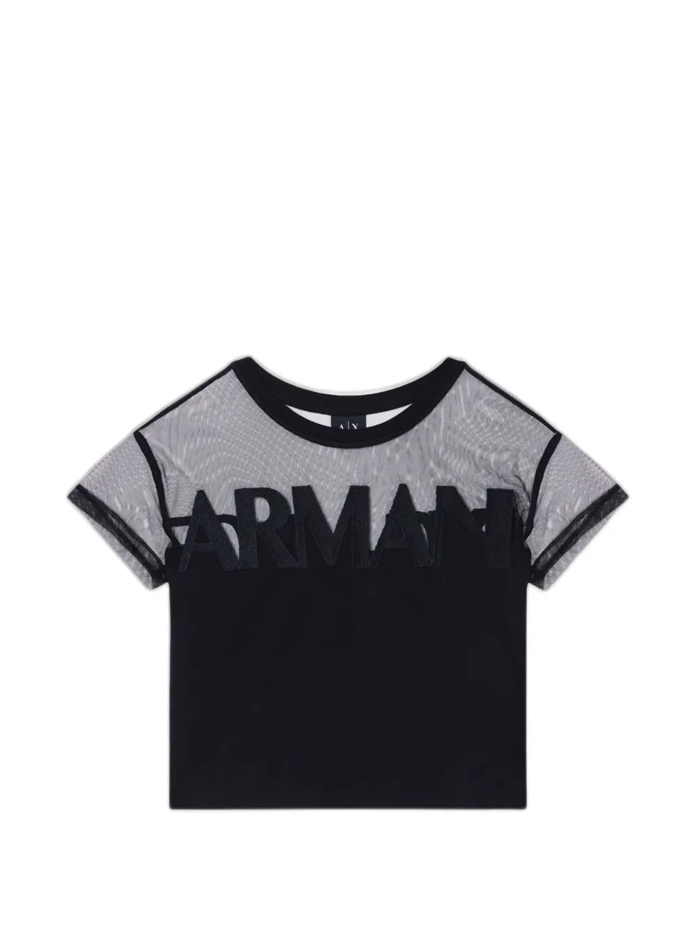 Armani Exchange T-shirt met tulen vlakken en logopatch Zwart