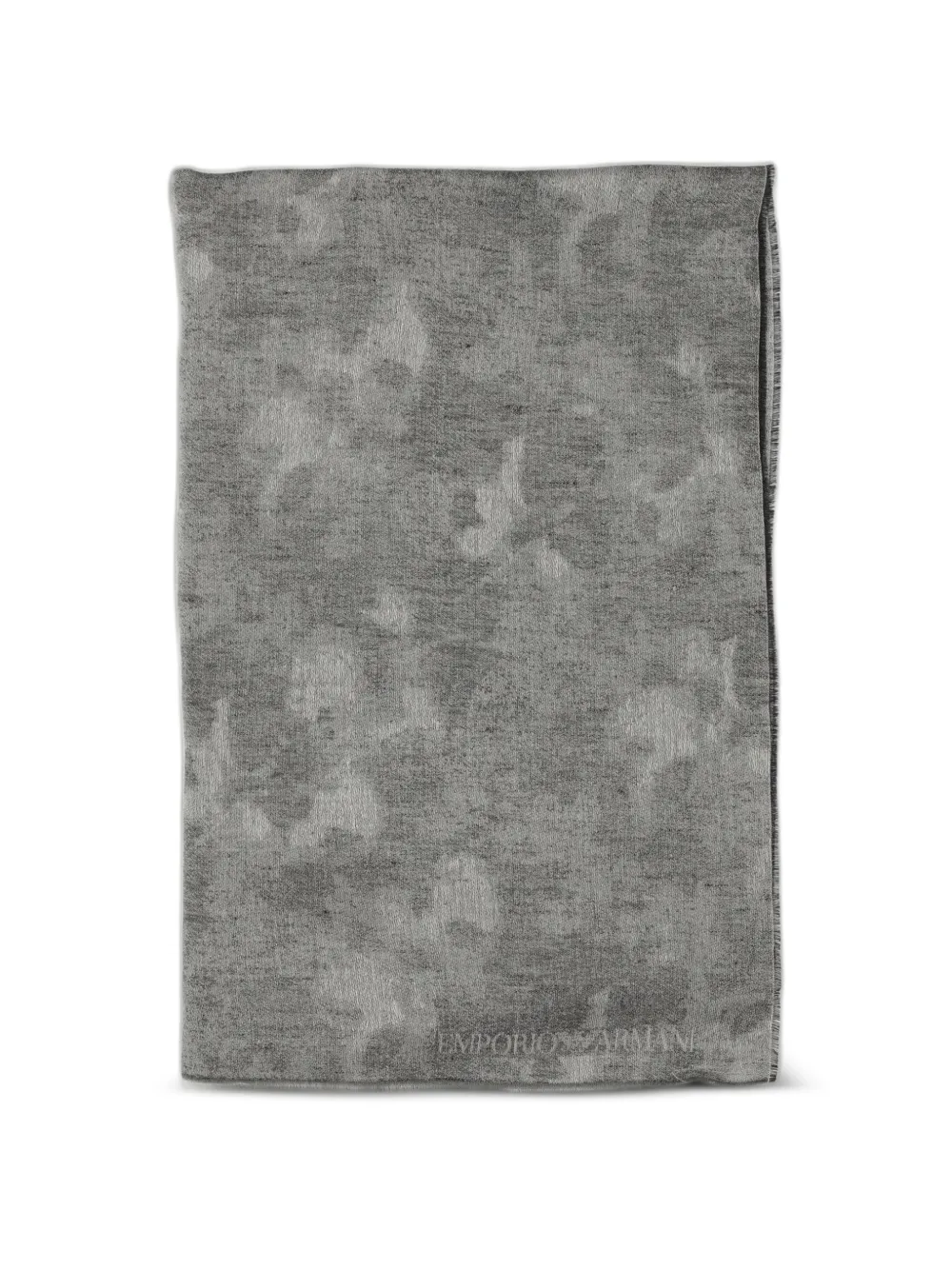 Emporio Armani logo-jacquard frayed scarf - Grigio