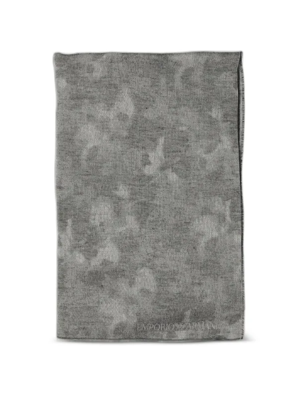 Emporio Armani Logo-jacquard Frayed Scarf in Grey