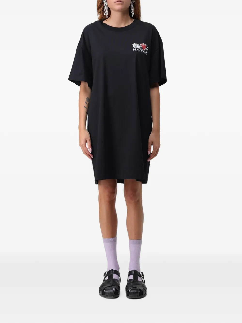 MOSCHINO JEANS logo-print T-shirt mini dress - Nero