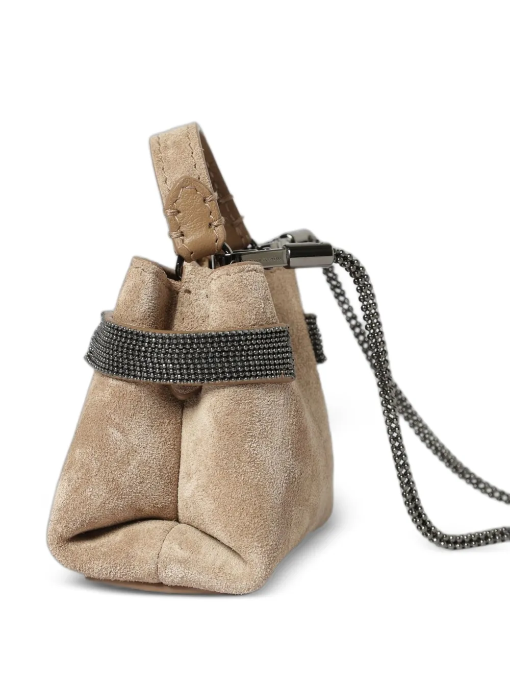 Brunello Cucinelli Kleine Essence suède shopper Beige