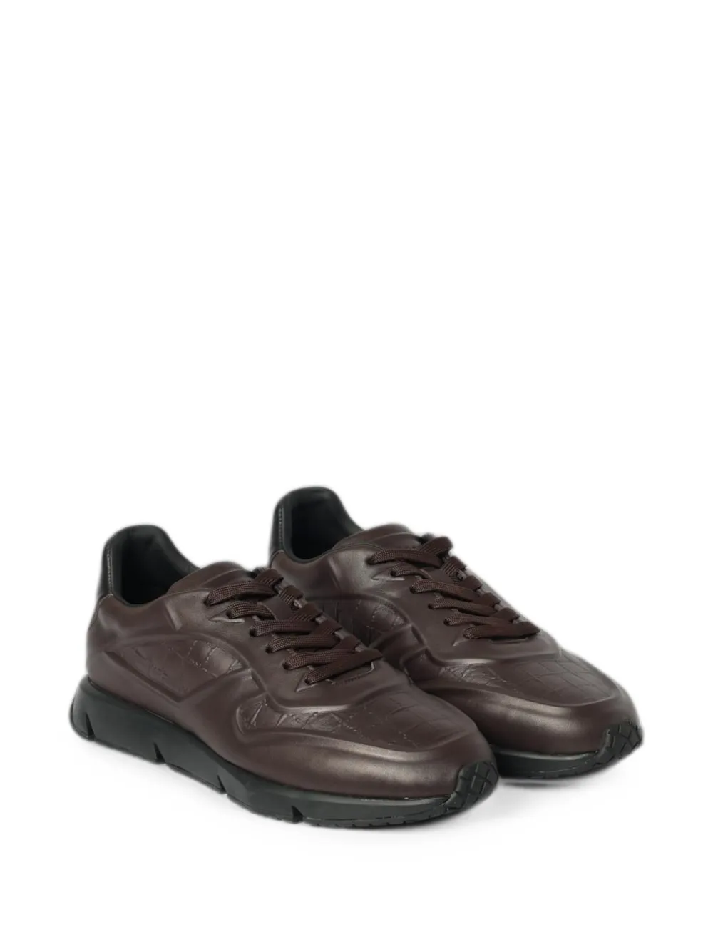 Cesare Paciotti Sneakers met krokodillen-reliëf Bruin