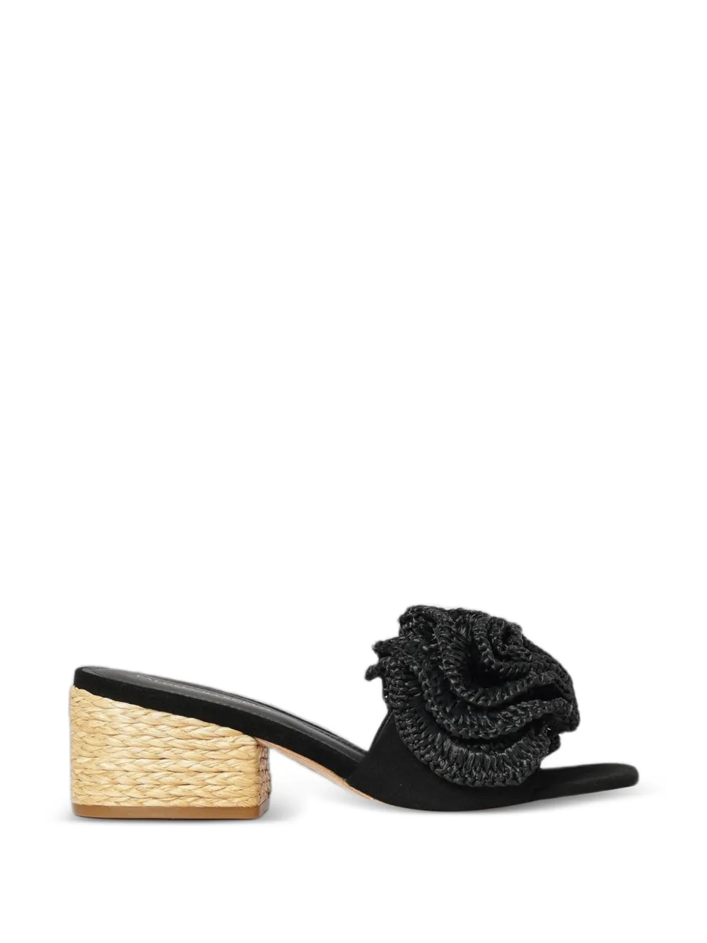 Paloma Barceló raffia-flower suede sandals Zwart