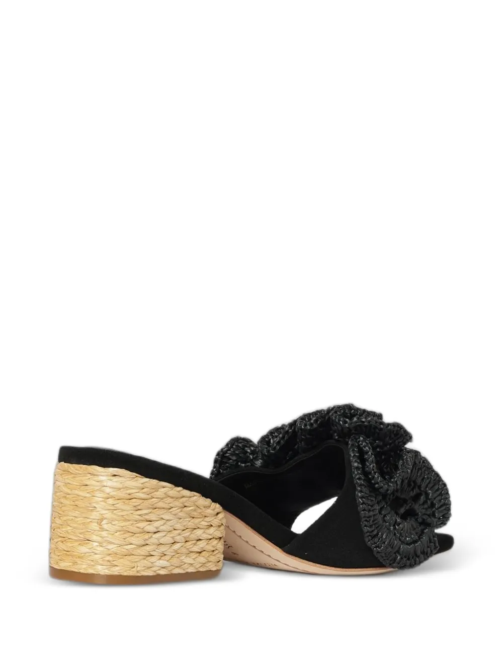 Paloma Barceló raffia-flower suede sandals Zwart