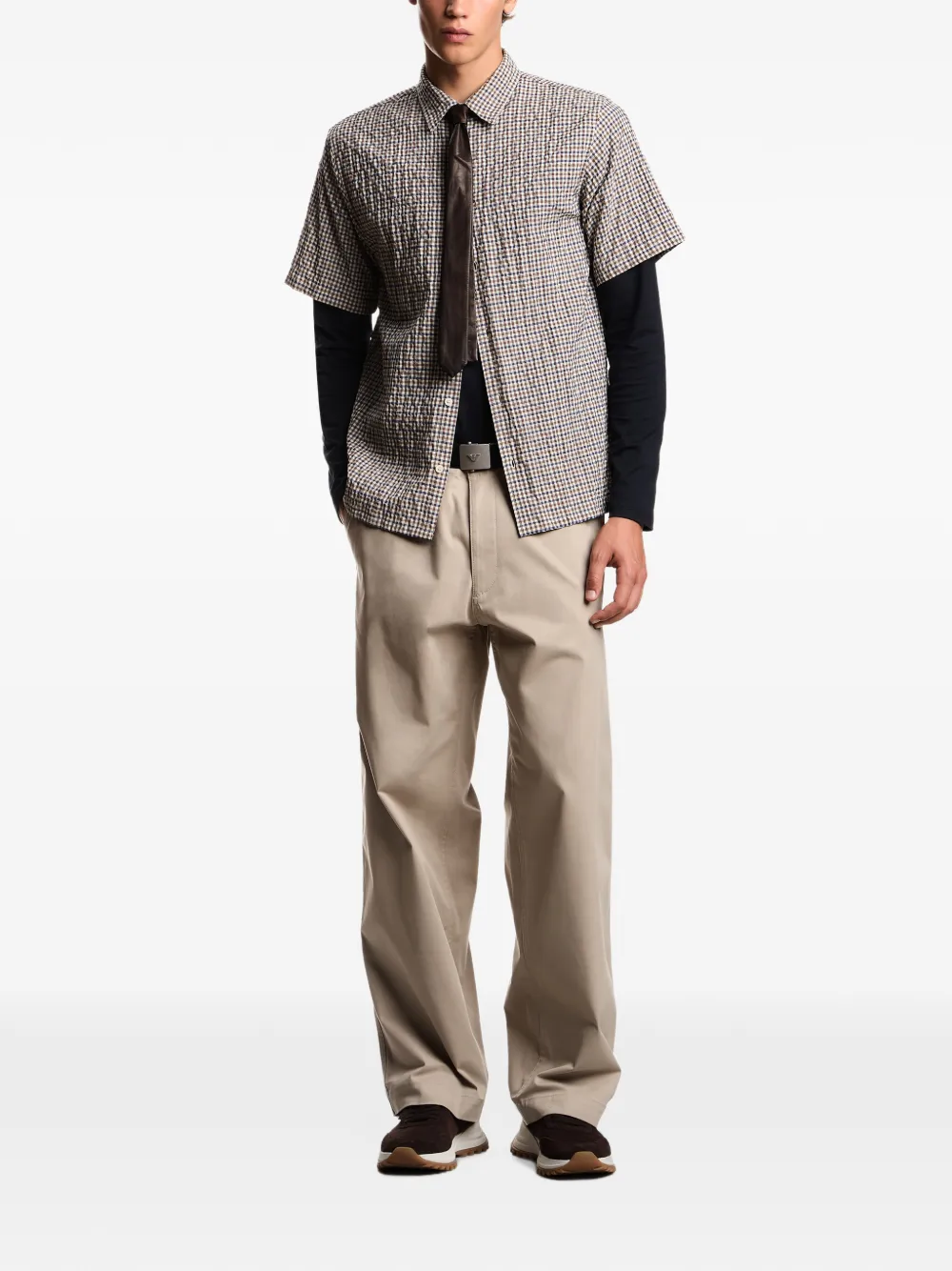 Emporio Armani Eagle Club blouse met korte mouwen Beige