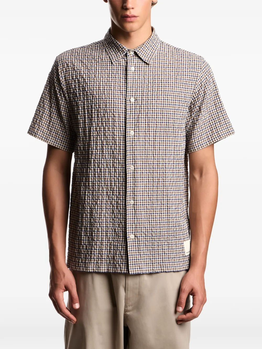 Emporio Armani Eagle Club blouse met korte mouwen Beige