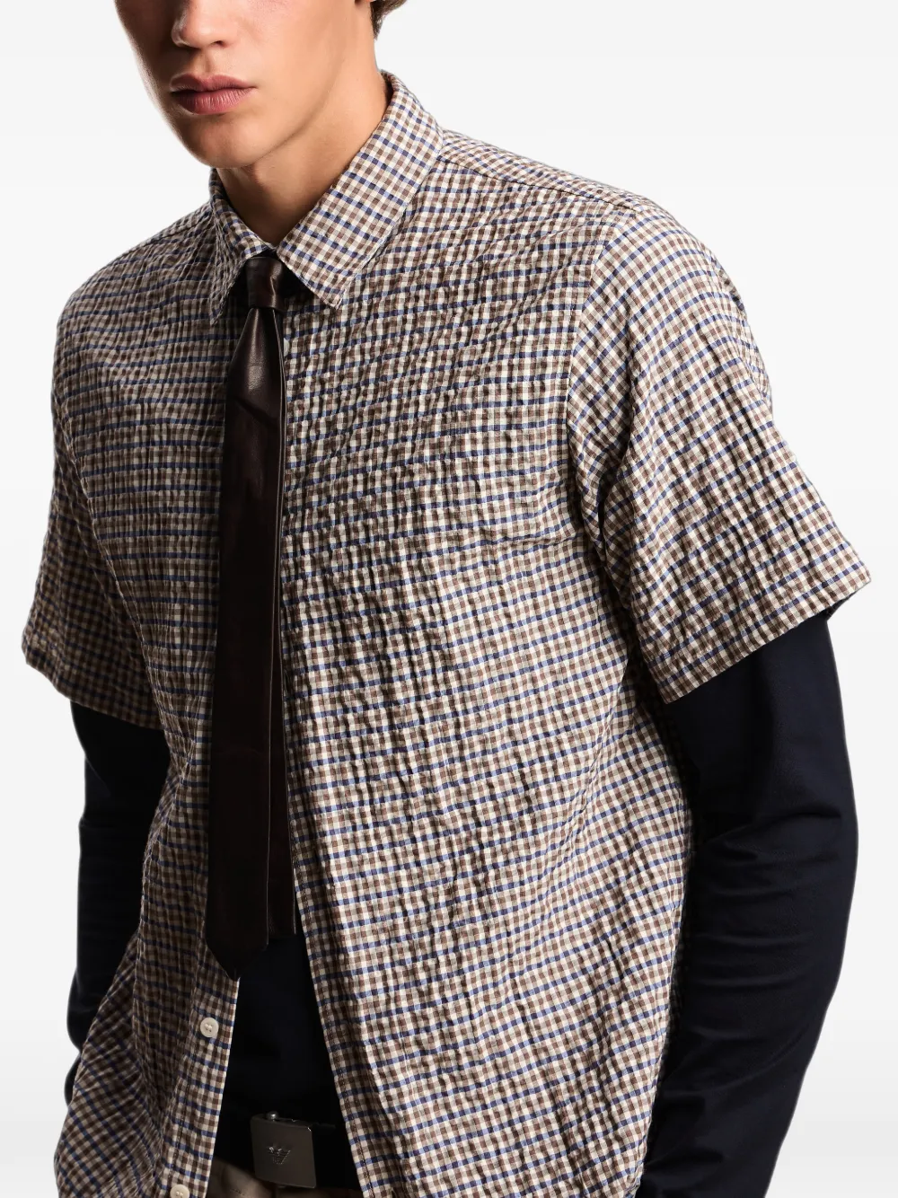 Emporio Armani Eagle Club blouse met korte mouwen Beige