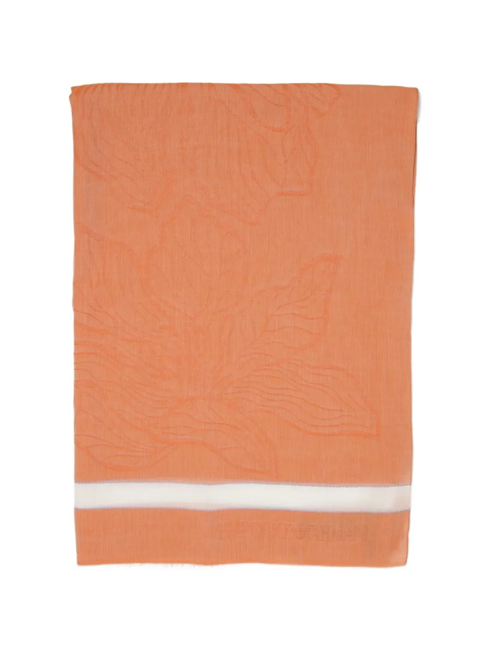 Emporio Armani floral-jacquard fringed scarf - Orange