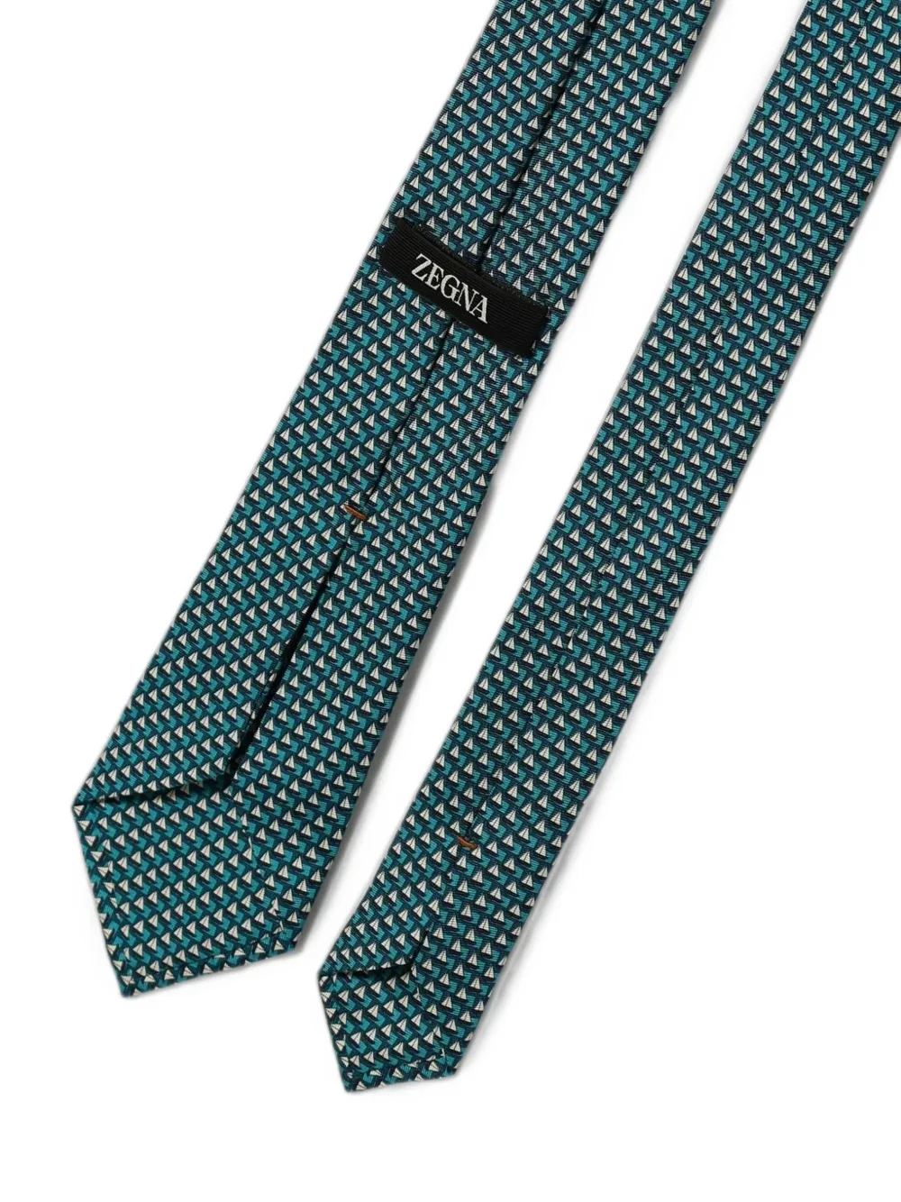 Zegna Zijden stropdas met zeilbootprint Groen