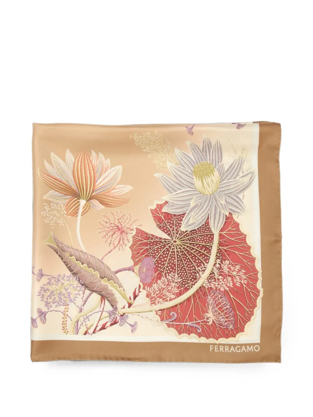 Ferragamo floral-print silk scarf - Toni neutri