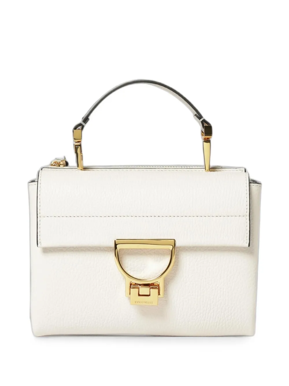 Coccinelle small Arlettis grained leather tote bag - Bianco