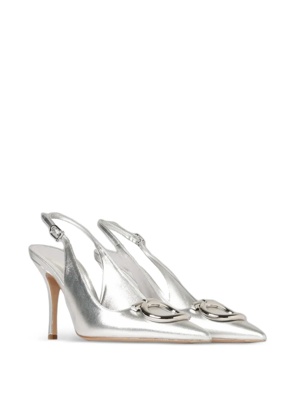 Ferragamo Gancini laminated pumps Zilver