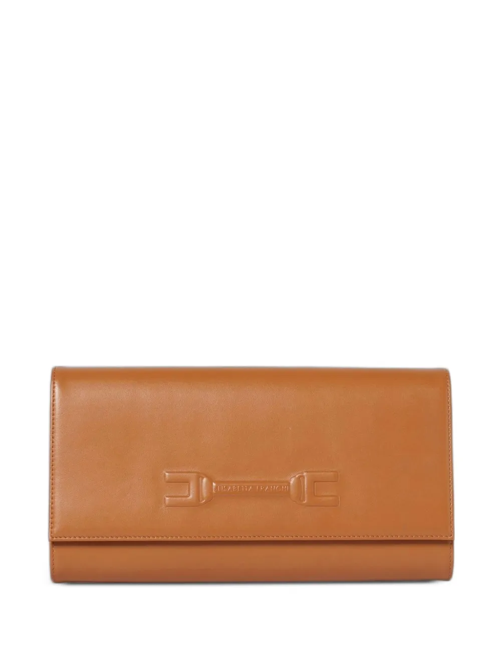 Elisabetta Franchi logo-embossed leather clutch bag - Toni neutri