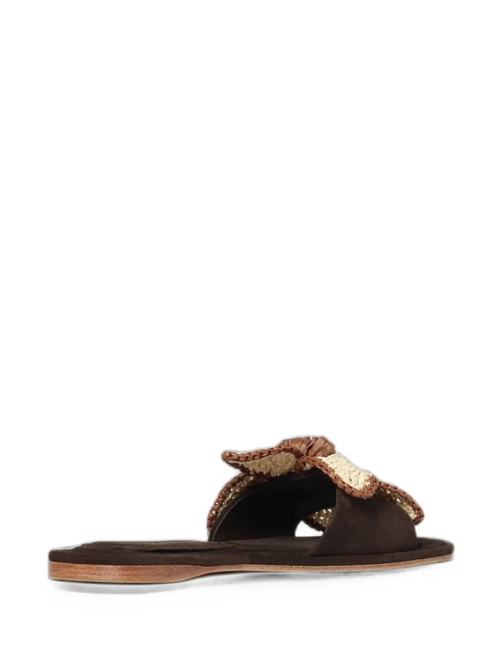 Paloma Barceló Suède sandalen met raffia bloem Bruin