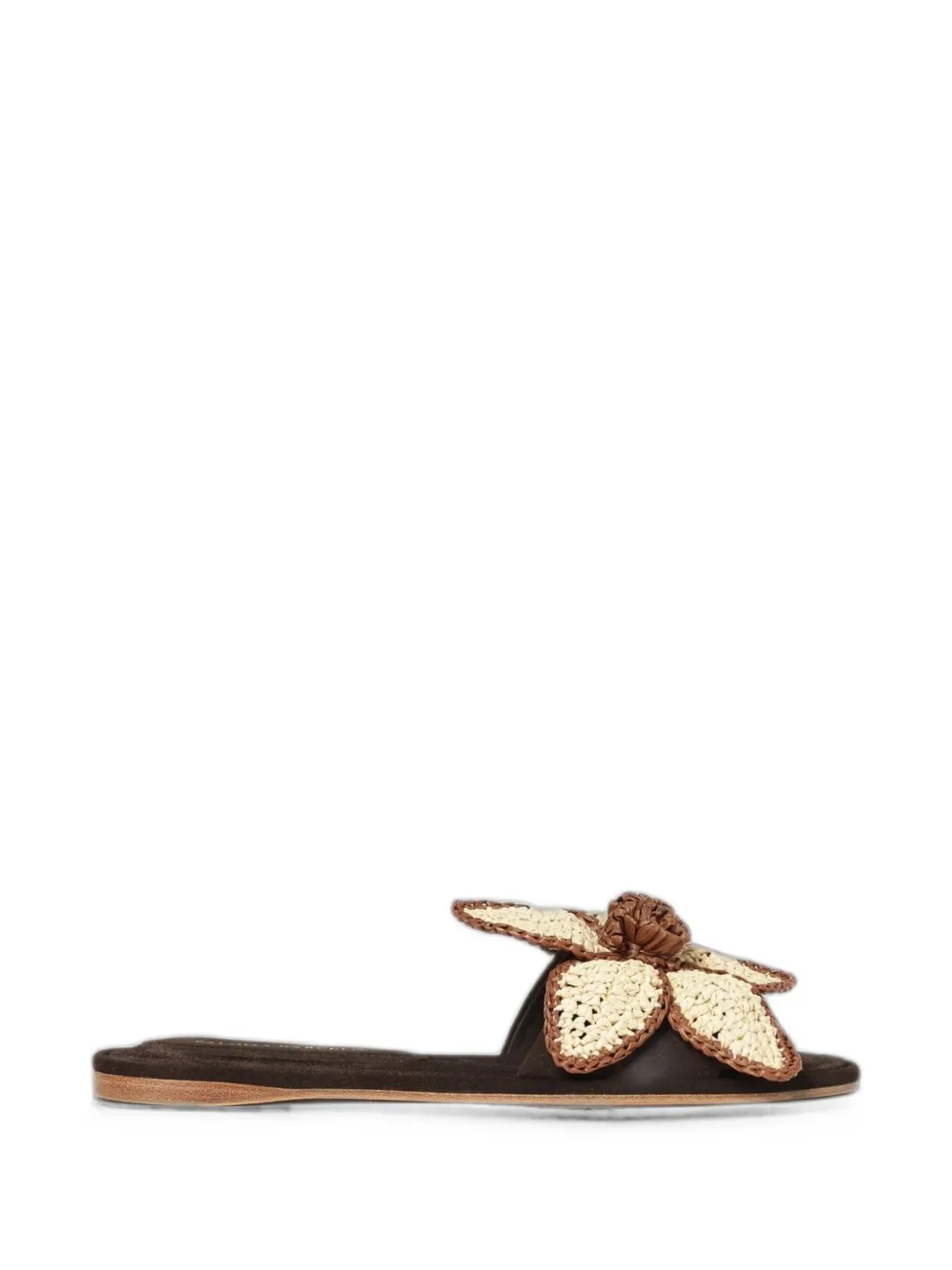 Paloma Barceló raffia-flower suede sandals Bruin