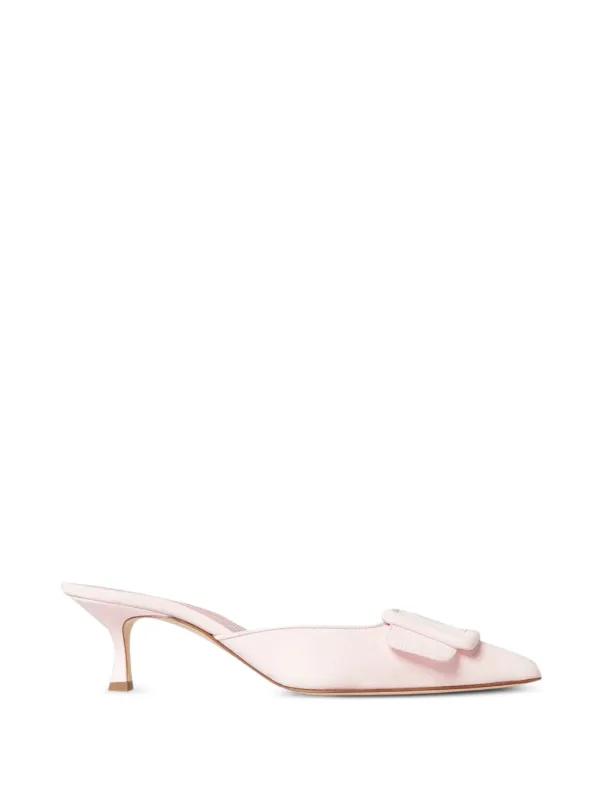Manolo Blahnik Maysale Buckle-detail Mules in Pink