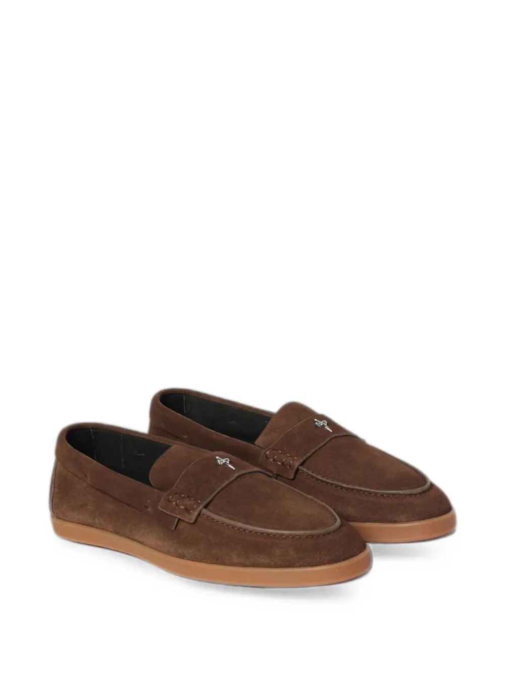 Cesare Paciotti Suède loafers met logoplakkaat Bruin