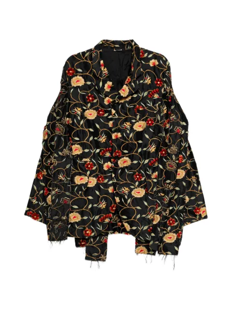Comme Des Garçons floral-embroidered frayed jacket