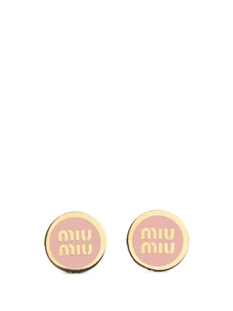 Miu Miu logo-plaque enamel earrings