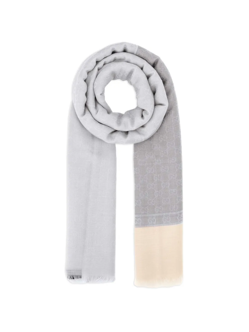 Gucci GG-motif frayed scarf - Grigio