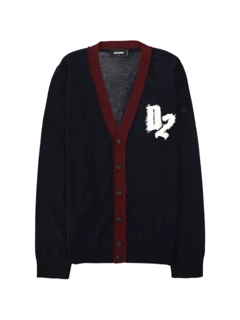 DSQUARED2 logo-patch frayed cardigan