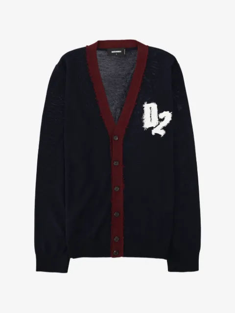 DSQUARED2 Cardigan com patch de logo e franjas