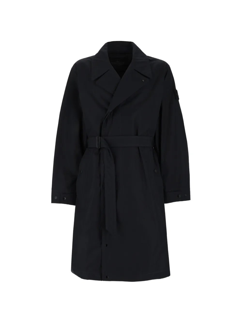 Stone Island Ghost belted logo-patch trench coat - Nero