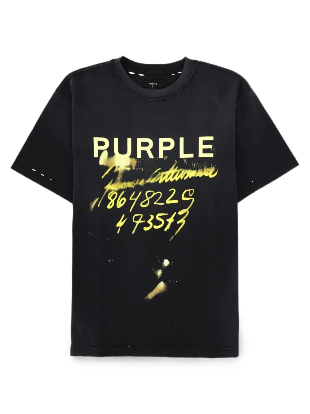 Purple Brand distressed logo-print T-shirt Zwart