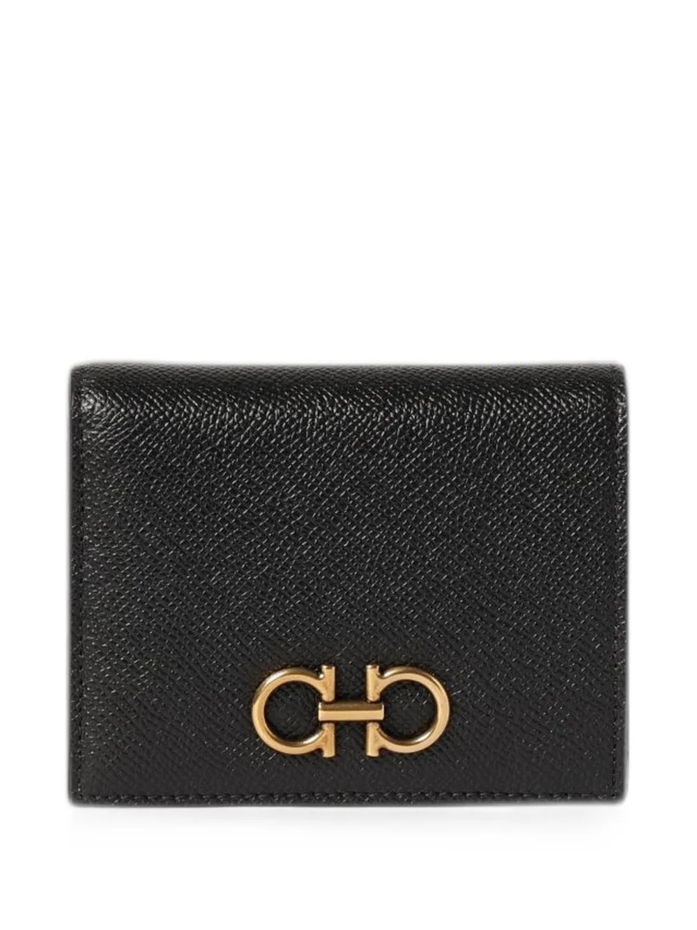 Ferragamo Gancini grained leather wallet - Nero