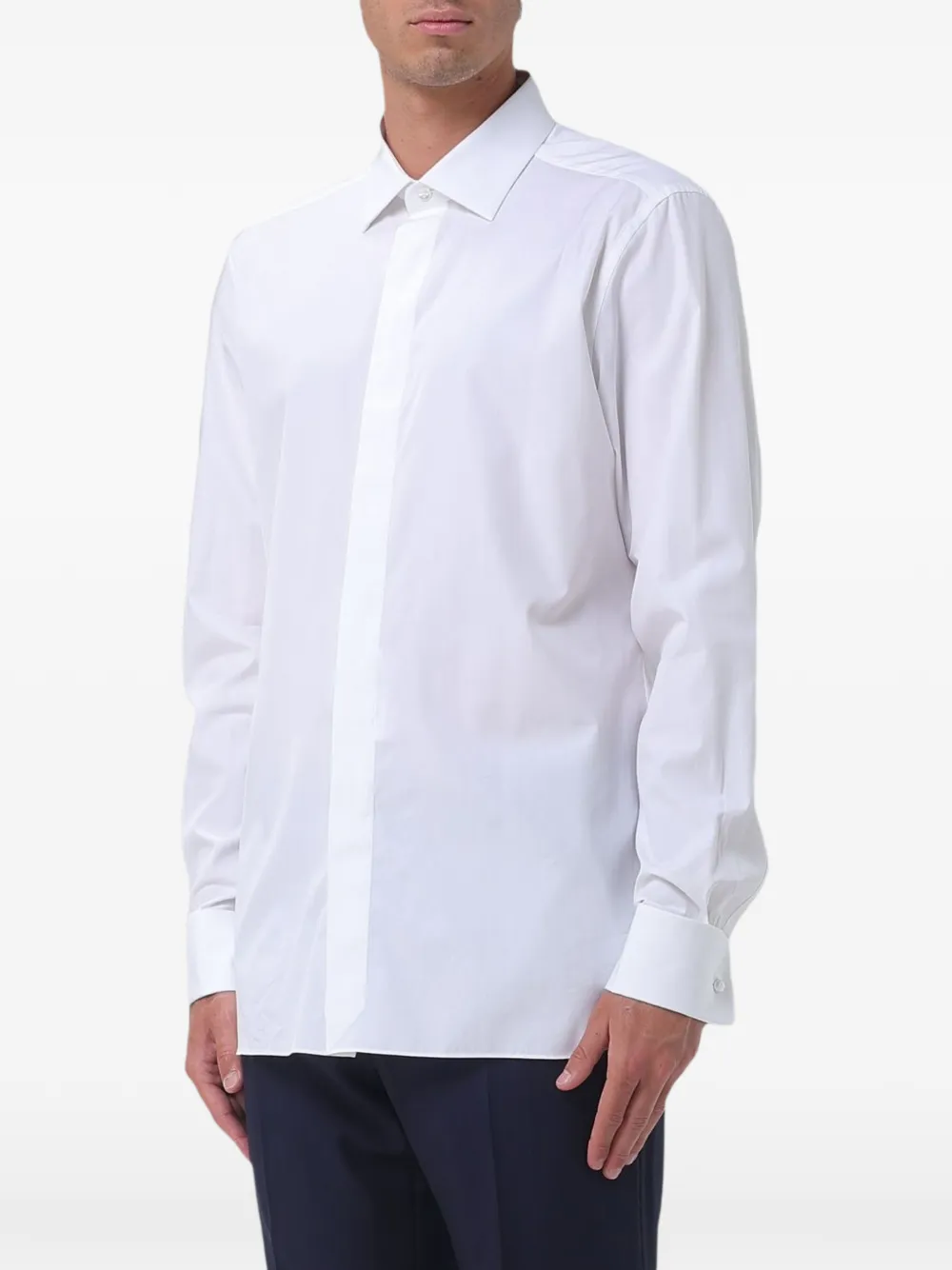 Zegna Overhemd met klassieke kraag en popeline textuur Wit
