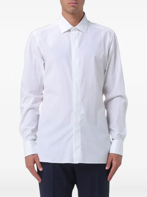 Zegna poplin-texture classic-collar shirt