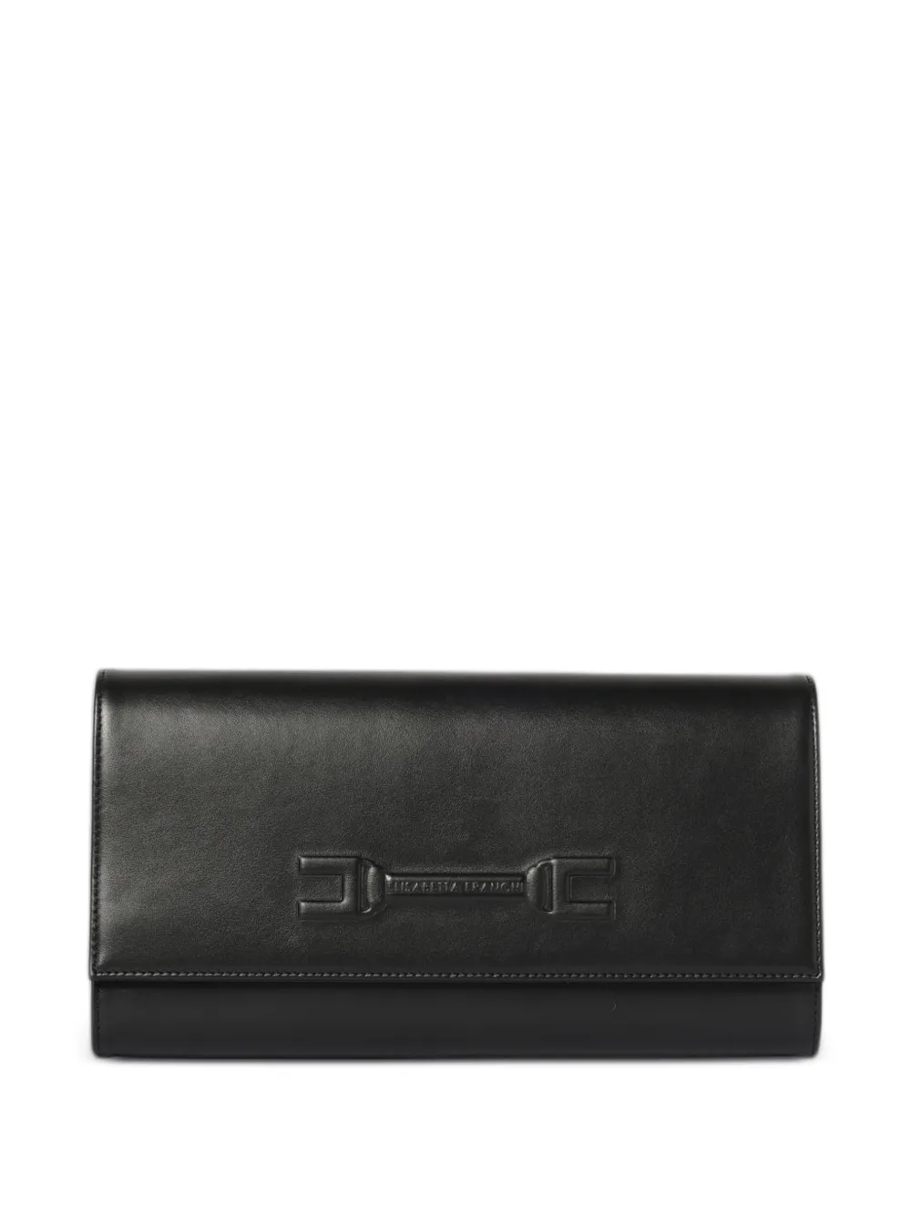 Elisabetta Franchi embossed-logo leather clutch bag - Nero