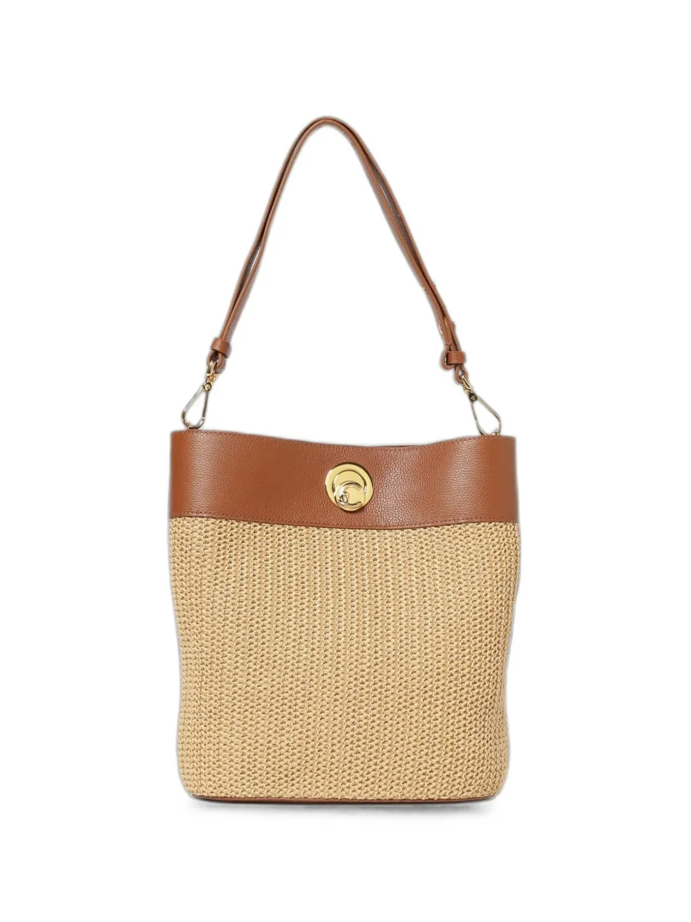 Coccinelle Nikla raffia-effect leather shoulder bag - Toni neutri
