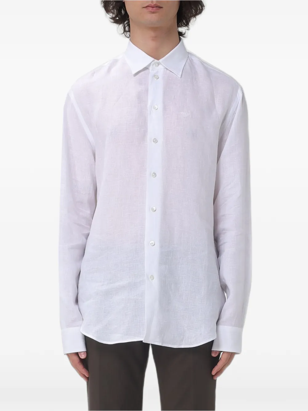 Emporio Armani long-sleeved cotton shirt - Bianco