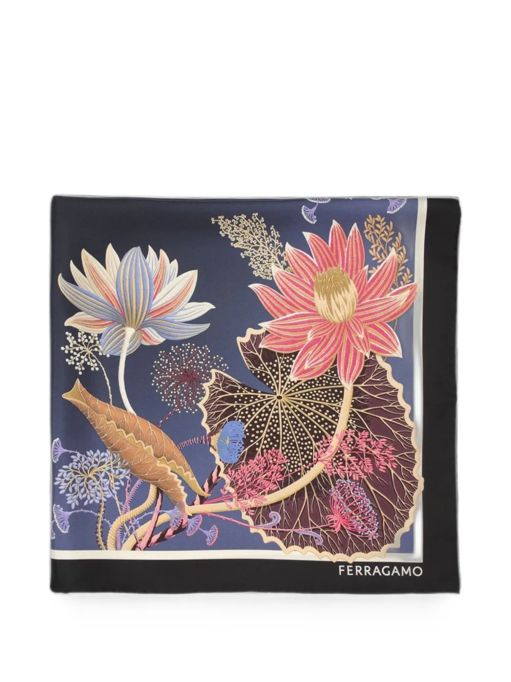 Ferragamo Water lilies silk scarf - Blu