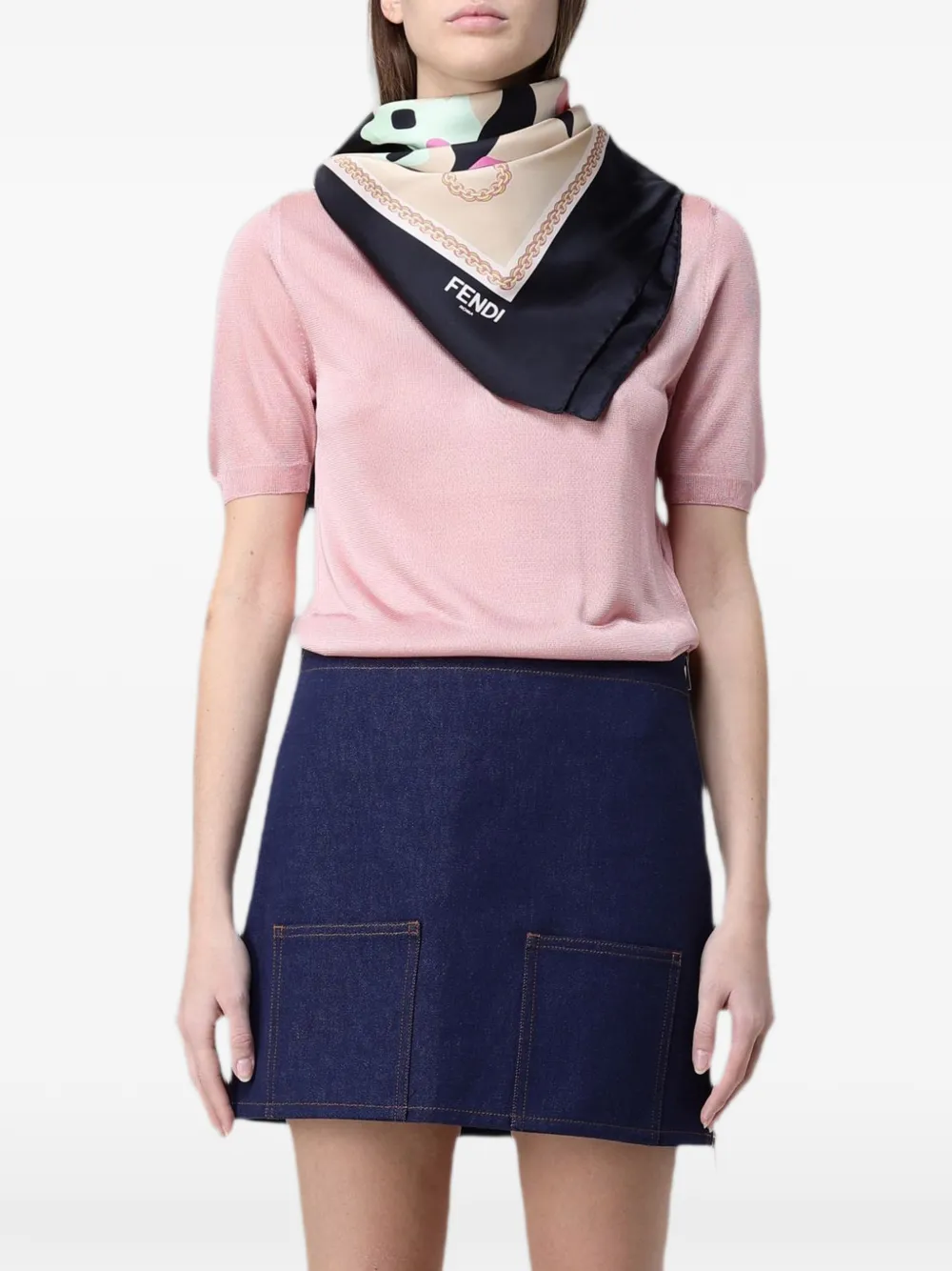 Ferragamo Zijden sjaal met waterlelie-print Blauw