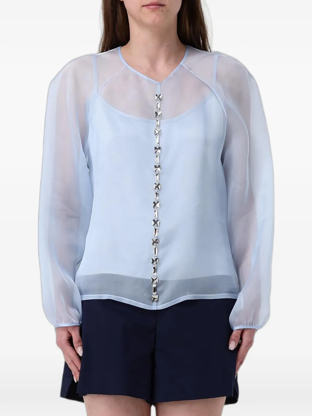 Fabiana Filippi strass-embellished blouse - Blau