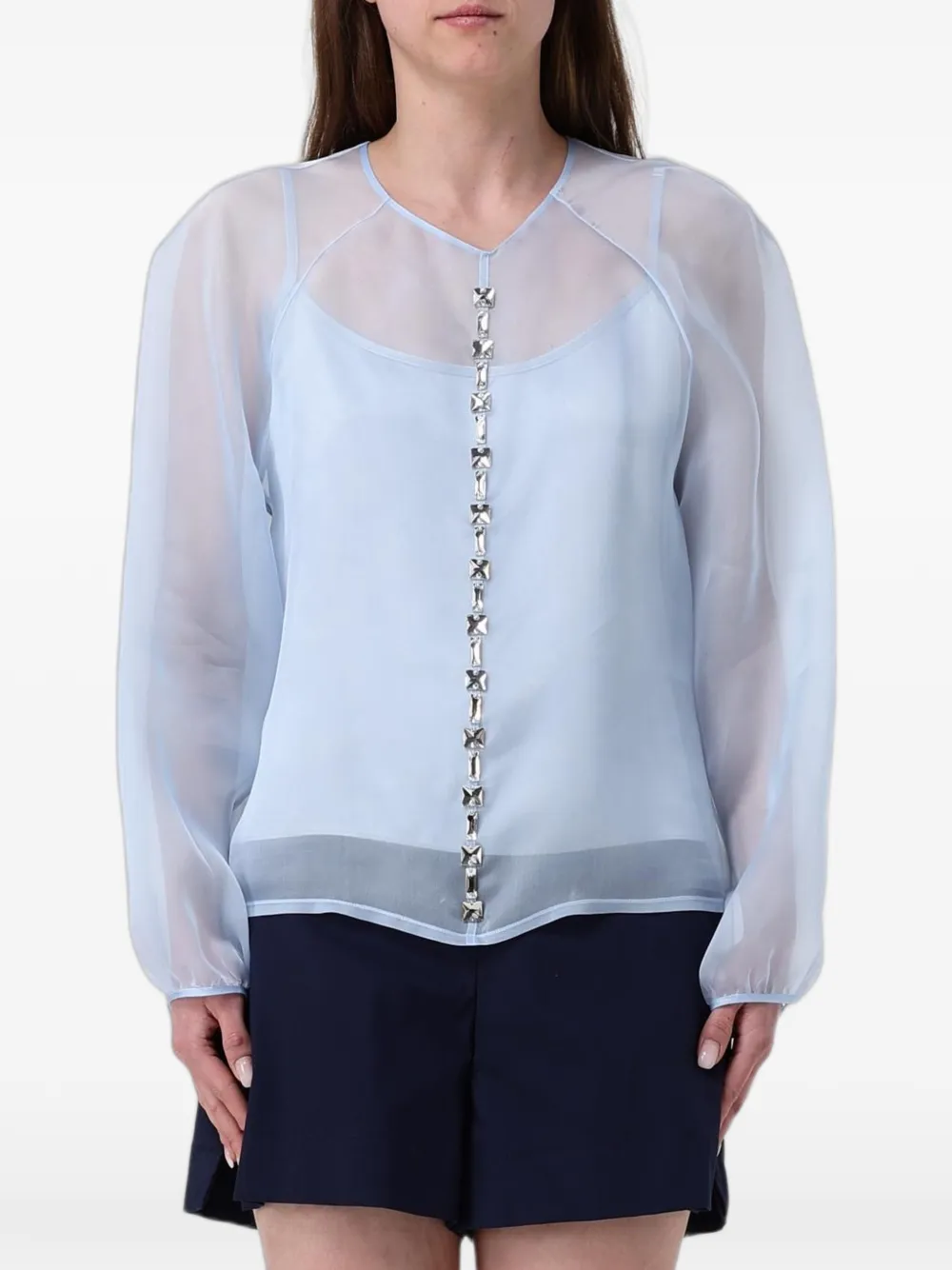 Fabiana Filippi strass-embellished blouse - Blau