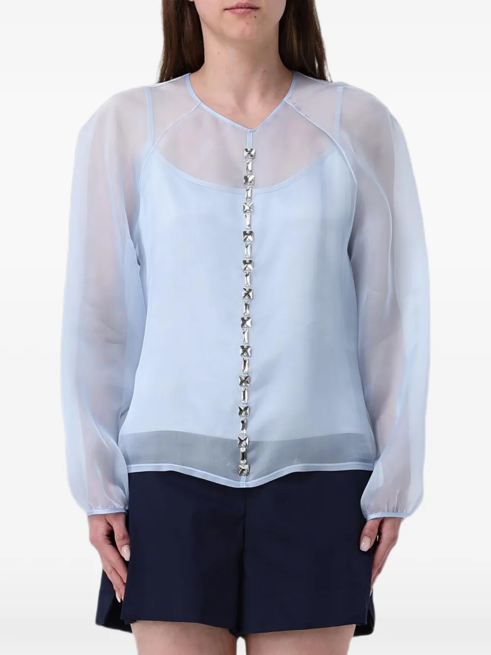 Fabiana Filippi strass-embellished blouse - Blau