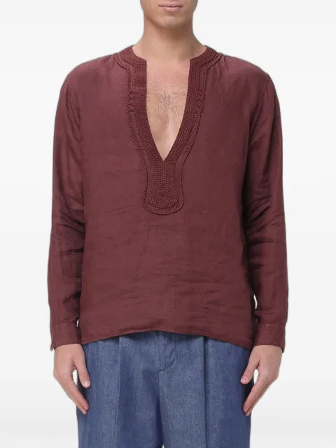 Emporio Armani camisa con ribete de ganchillo