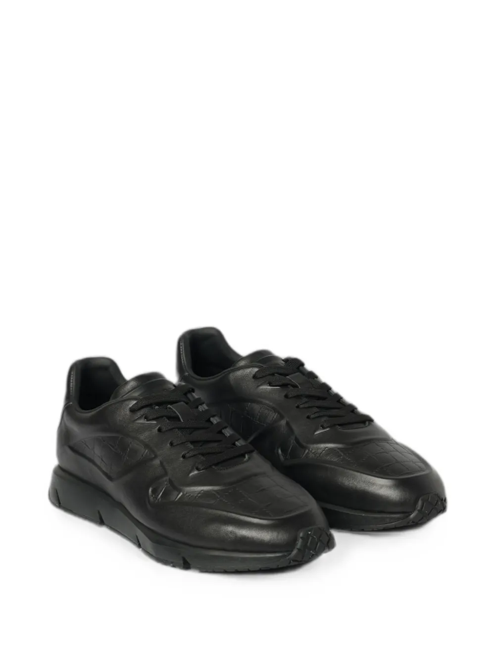 Cesare Paciotti croc-effect leather sneakers Zwart