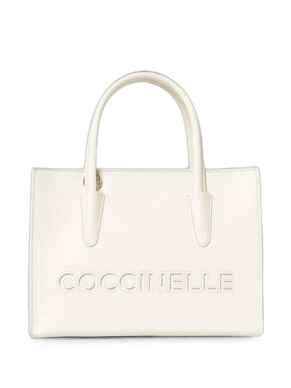 Coccinelle Myrtha grained leather tote bag - White