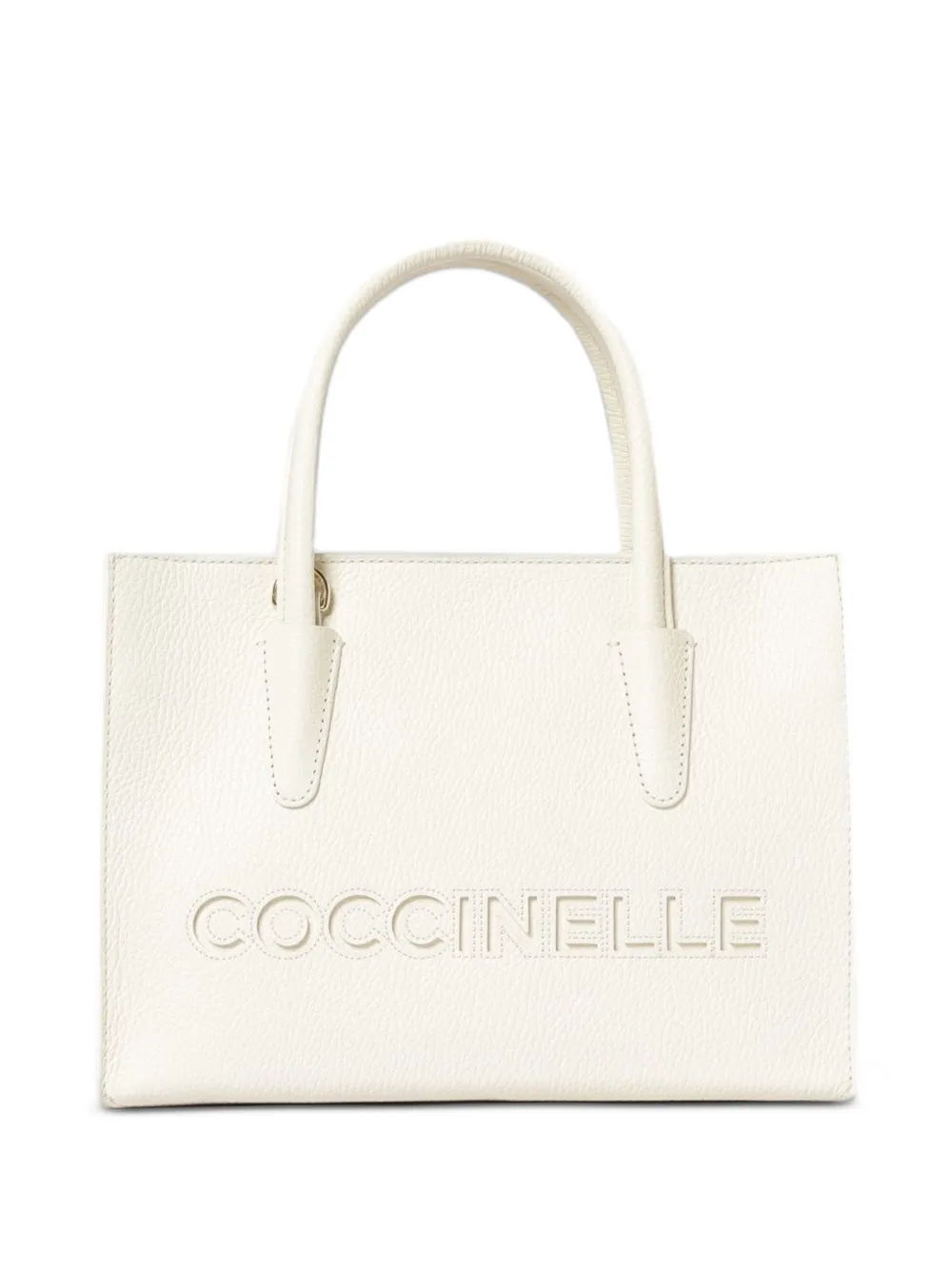 Coccinelle Myrtha grained leather tote bag - Bianco