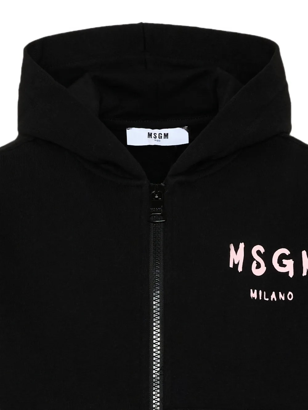 MSGM Kids Hoodie met logoprint en rits Zwart