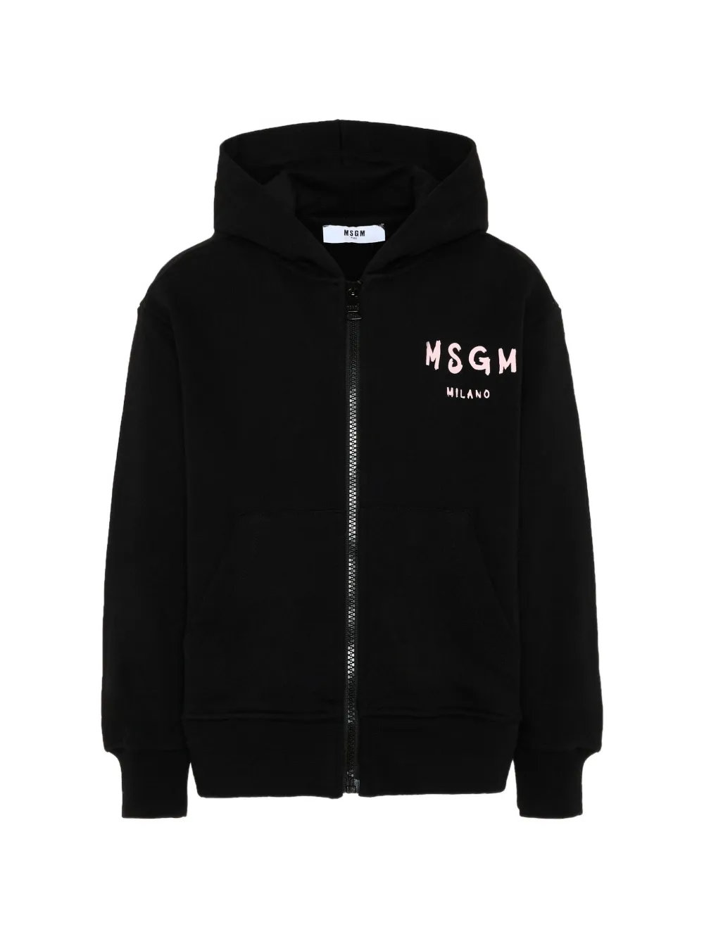 MSGM Kids logo-print zip-up hoodie - Nero